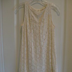 Rewind Sleveless Cream Lace Dress Juniors S